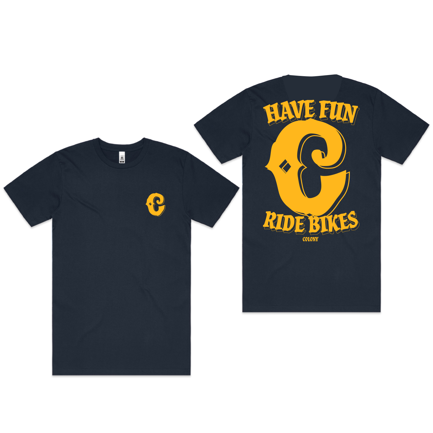 colony bmx have fun ride bikes t-shirt navy