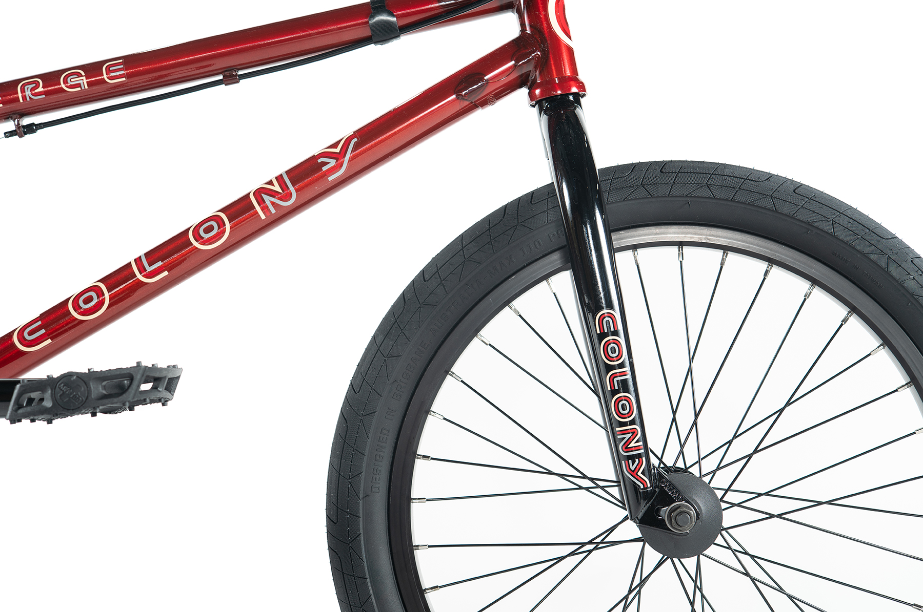colony emerge 20 inch bmx bike clear red