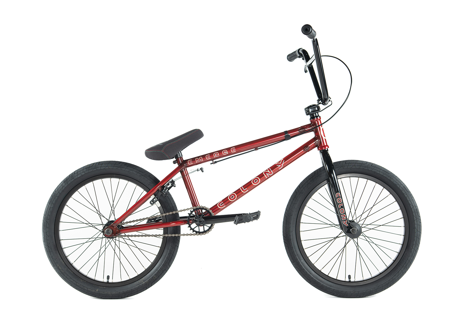 colony emerge 20 inch bmx bike clear red